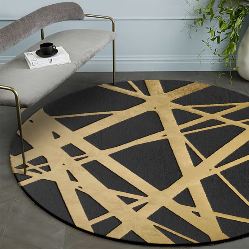 BowLift | Gold Criss-Cross Patterned Rug Synthetic Glam Rug Pet-Friendly Non-Slip Back Machine Washable Rug for Home Decor