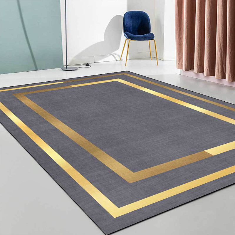 BowLift | Glam Gold Frame Rug Multicolored Minimalist Rug Polyester Non-slip Pet-friendly Stain-resistant Rug for Room