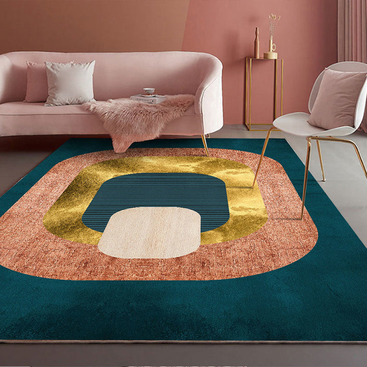 BowLift | Nordic Colorblock Pattern Rug Multicolor Synthetic Rug Washable Pet-Friendly Non-Slip Back Rug for Girls' Room