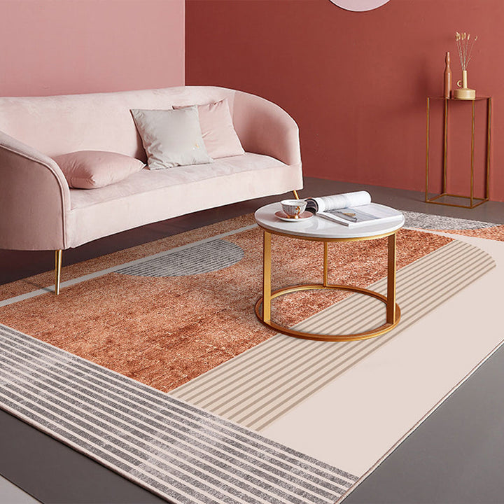 BowLift | Nordic Colorblock Pattern Rug Multicolor Synthetic Rug Washable Pet-Friendly Non-Slip Back Rug for Girls' Room