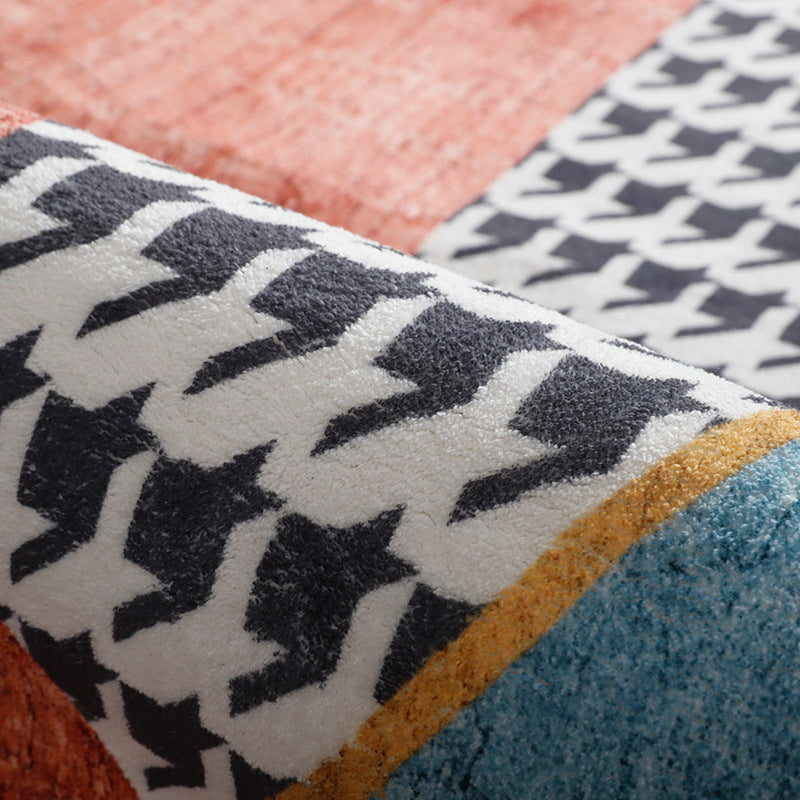 BowLift | Trendy Geometric Patchwork Rug Multicolor Postmodern Rug Polyester Non-Slip Machine Washable Pet Friendly Rug for Home