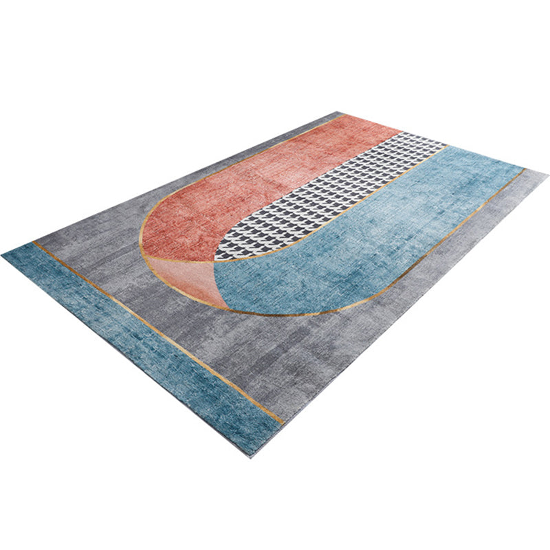 BowLift | Trendy Geometric Patchwork Rug Multicolor Postmodern Rug Polyester Non-Slip Machine Washable Pet Friendly Rug for Home