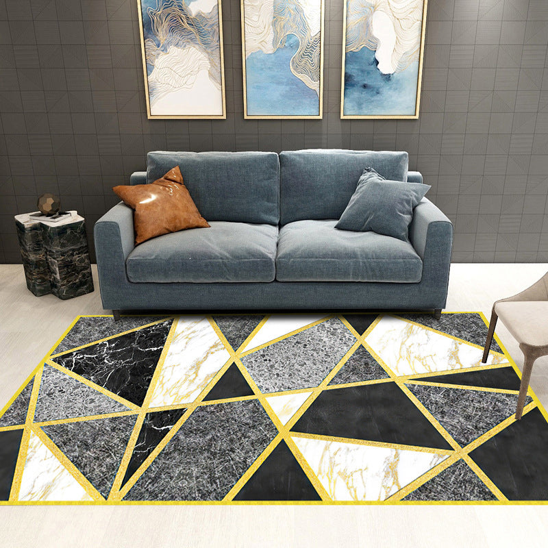 BowLift | Trendy Geometric Patchwork Rug Multicolor Postmodern Rug Polyester Non-Slip Machine Washable Pet Friendly Rug for Home