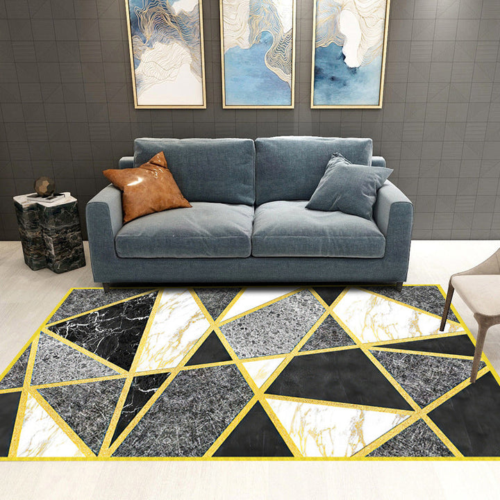 BowLift | Trendy Geometric Patchwork Rug Multicolor Postmodern Rug Polyester Non-Slip Machine Washable Pet Friendly Rug for Home