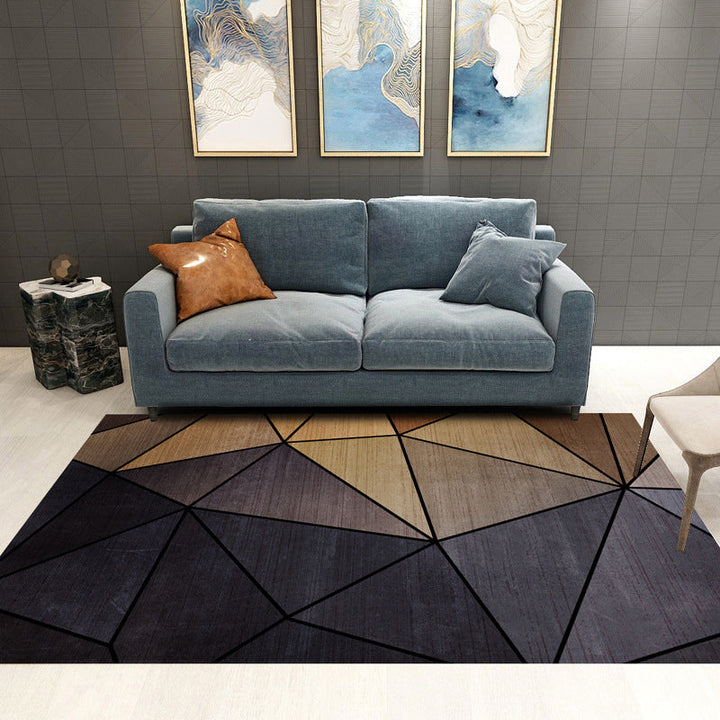 BowLift | Trendy Geometric Patchwork Rug Multicolor Postmodern Rug Polyester Non-Slip Machine Washable Pet Friendly Rug for Home