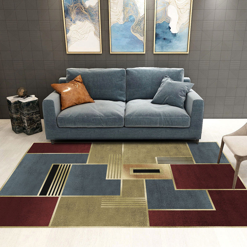 BowLift | Trendy Geometric Patchwork Rug Multicolor Postmodern Rug Polyester Non-Slip Machine Washable Pet Friendly Rug for Home