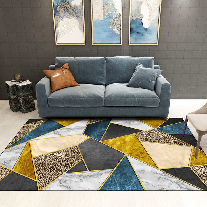 BowLift | Trendy Geometric Patchwork Rug Multicolor Postmodern Rug Polyester Non-Slip Machine Washable Pet Friendly Rug for Home