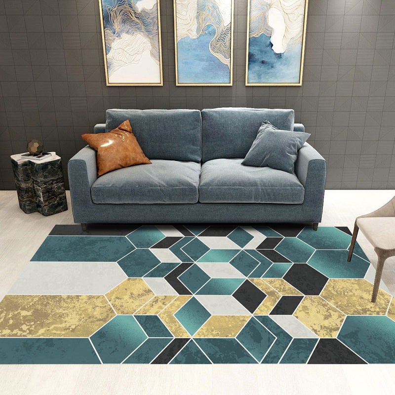 BowLift | Trendy Geometric Patchwork Rug Multicolor Postmodern Rug Polyester Non-Slip Machine Washable Pet Friendly Rug for Home