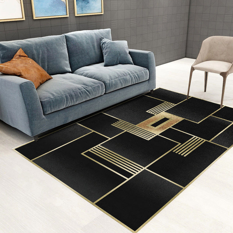 BowLift | Trendy Geometric Patchwork Rug Multicolor Postmodern Rug Polyester Non-Slip Machine Washable Pet Friendly Rug for Home