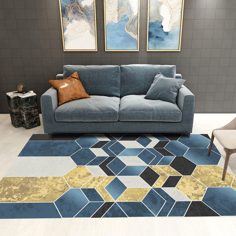 BowLift | Trendy Geometric Patchwork Rug Multicolor Postmodern Rug Polyester Non-Slip Machine Washable Pet Friendly Rug for Home