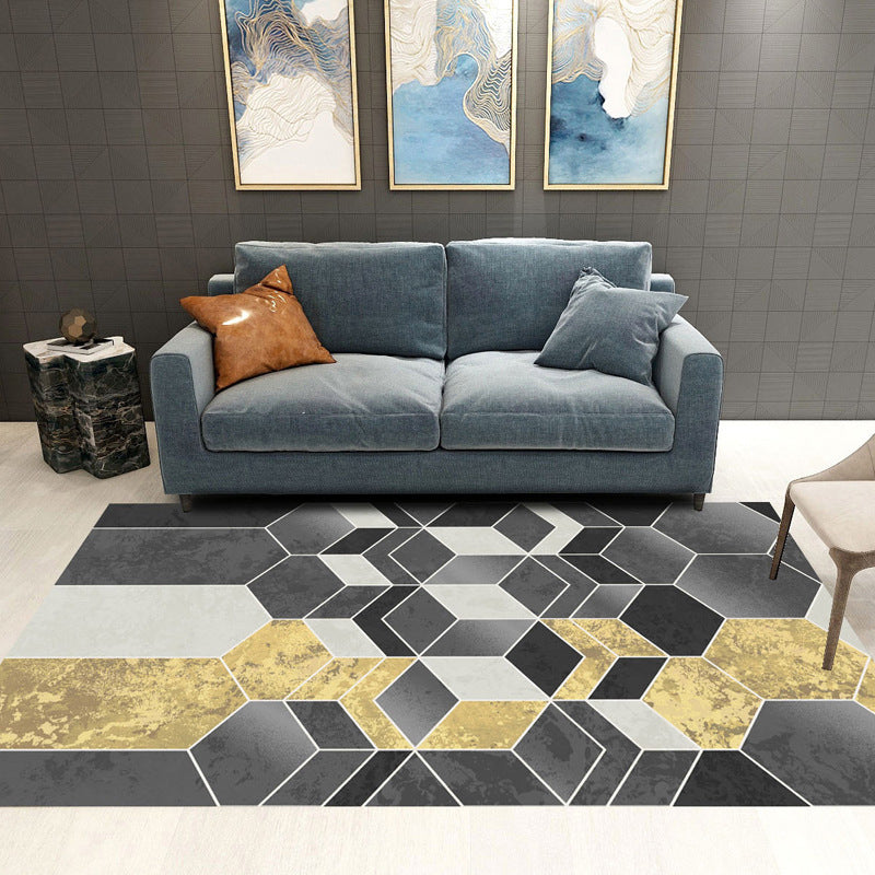 BowLift | Trendy Geometric Patchwork Rug Multicolor Postmodern Rug Polyester Non-Slip Machine Washable Pet Friendly Rug for Home