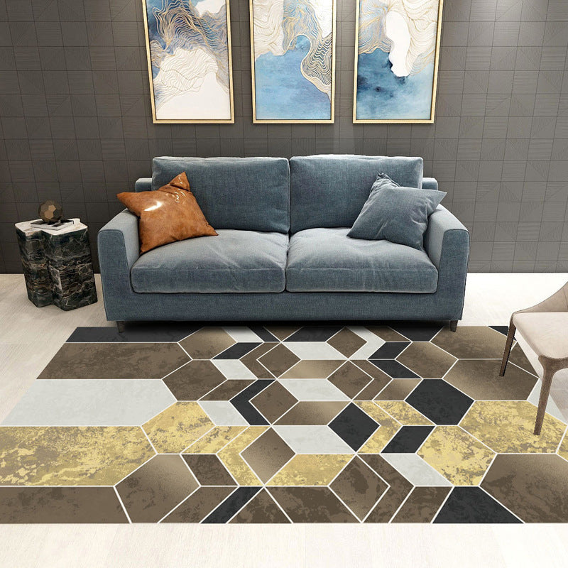 BowLift | Trendy Geometric Patchwork Rug Multicolor Postmodern Rug Polyester Non-Slip Machine Washable Pet Friendly Rug for Home