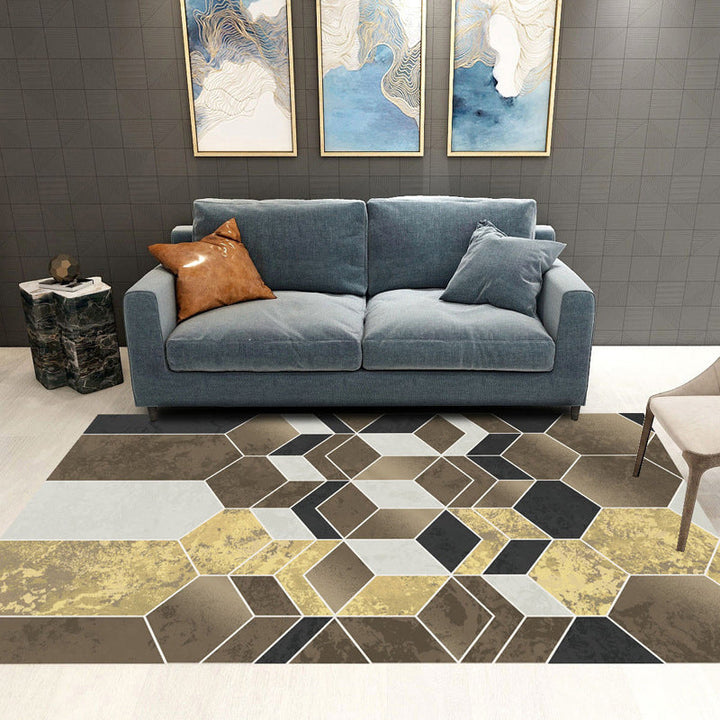 BowLift | Trendy Geometric Patchwork Rug Multicolor Postmodern Rug Polyester Non-Slip Machine Washable Pet Friendly Rug for Home