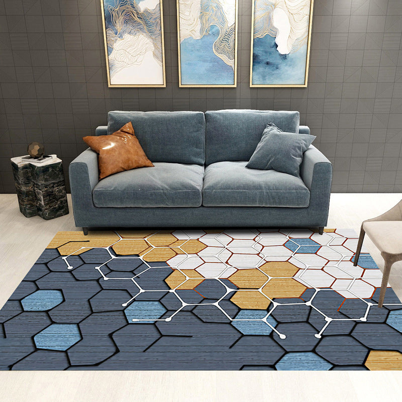 BowLift | Trendy Geometric Patchwork Rug Multicolor Postmodern Rug Polyester Non-Slip Machine Washable Pet Friendly Rug for Home