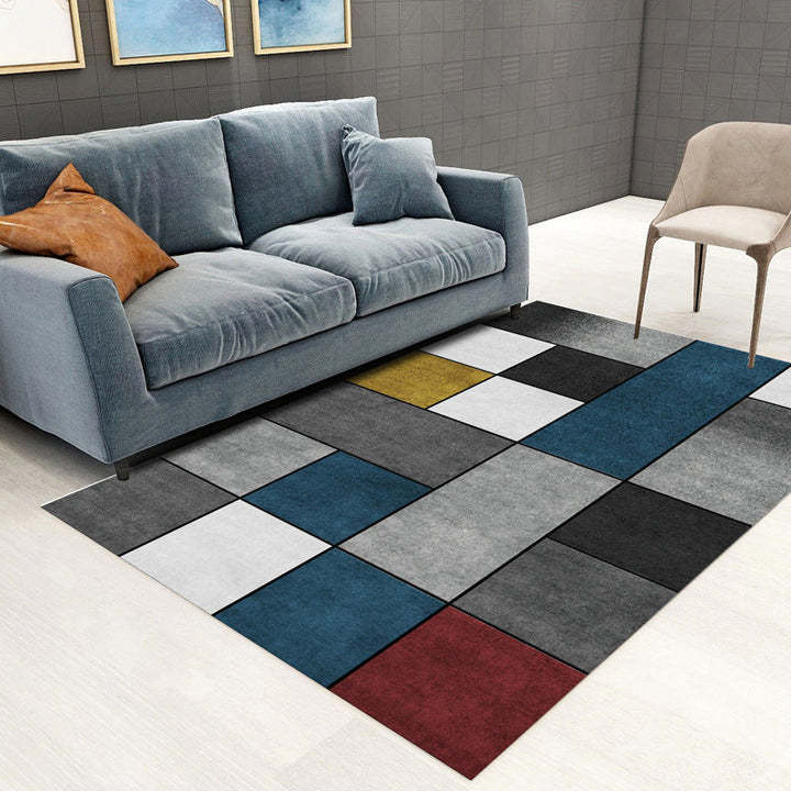 BowLift | Trendy Geometric Patchwork Rug Multicolor Postmodern Rug Polyester Non-Slip Machine Washable Pet Friendly Rug for Home