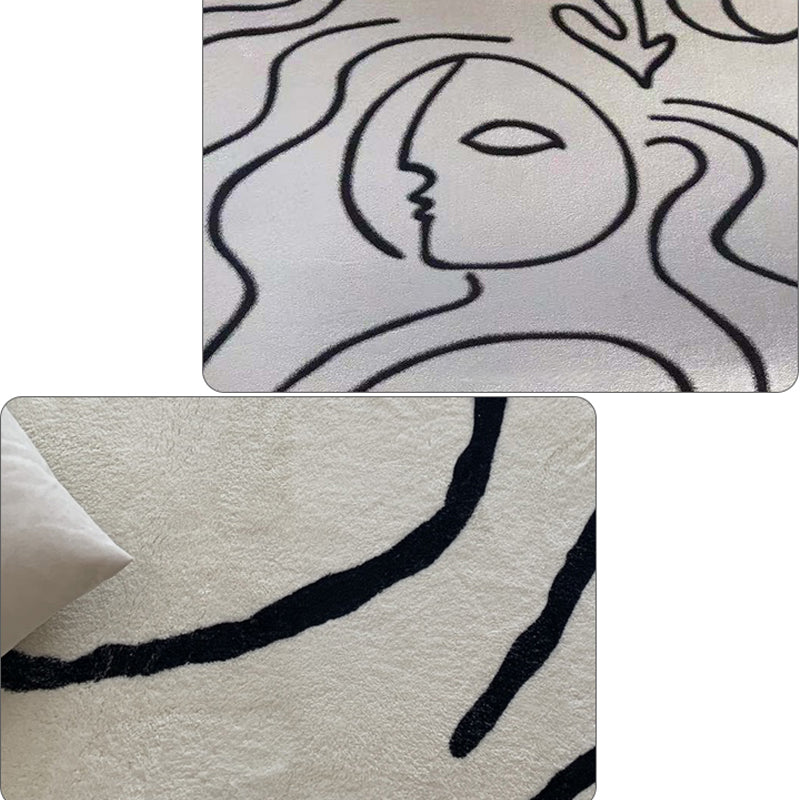 BowLift | Simple Line Art Rug Multicolor Nordic Style Rug Synthetic Pet Friendly Machine Washable Non-Slip Rug for Living Room