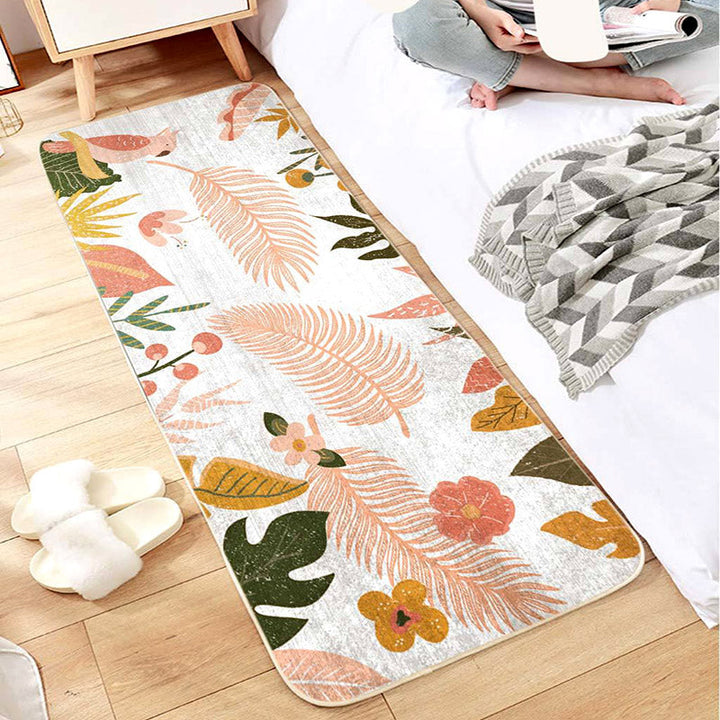 BowLift | Nordic Botanic Color Block Carpet Multicolor Polypropylene Carpet Machine Washable Non-slip Stain Resistant Area Rug for Bedroom