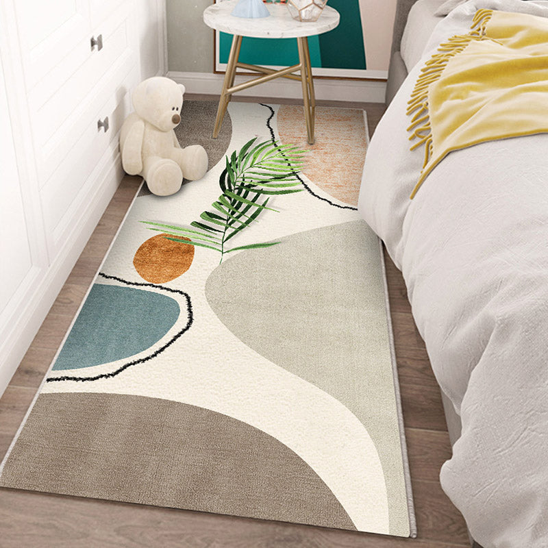 BowLift | Nordic Botanic Color Block Carpet Multicolor Polypropylene Carpet Machine Washable Non-slip Stain Resistant Area Rug for Bedroom