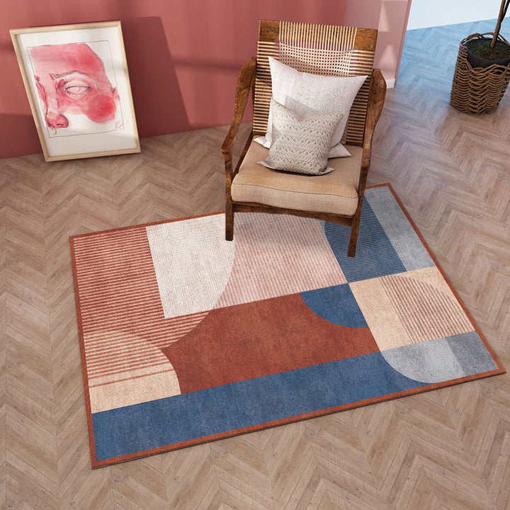 BowLift | Aesthetics Color-Blocking Rug Multi-Color Scandinavian Rug Synthetic Stain Resistant Anti-Slip Backing Pet Friendly Carpet for Room