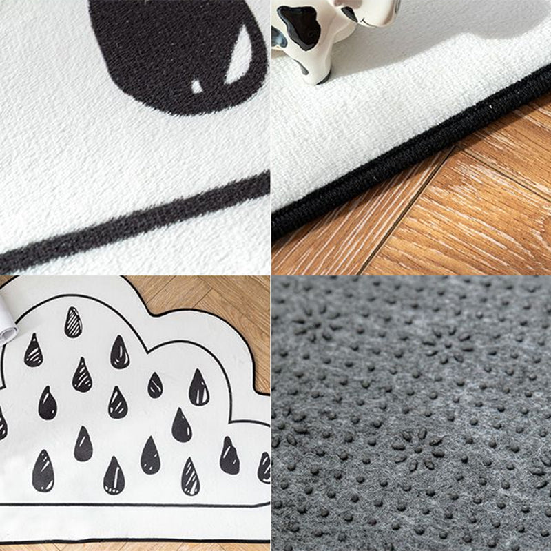 BowLift | Novelty Children Area Rug Multicolor Raindrop Cloud Shape Rug Non-Slip Backing Washable Pet-Friendly Rug for Bedroom
