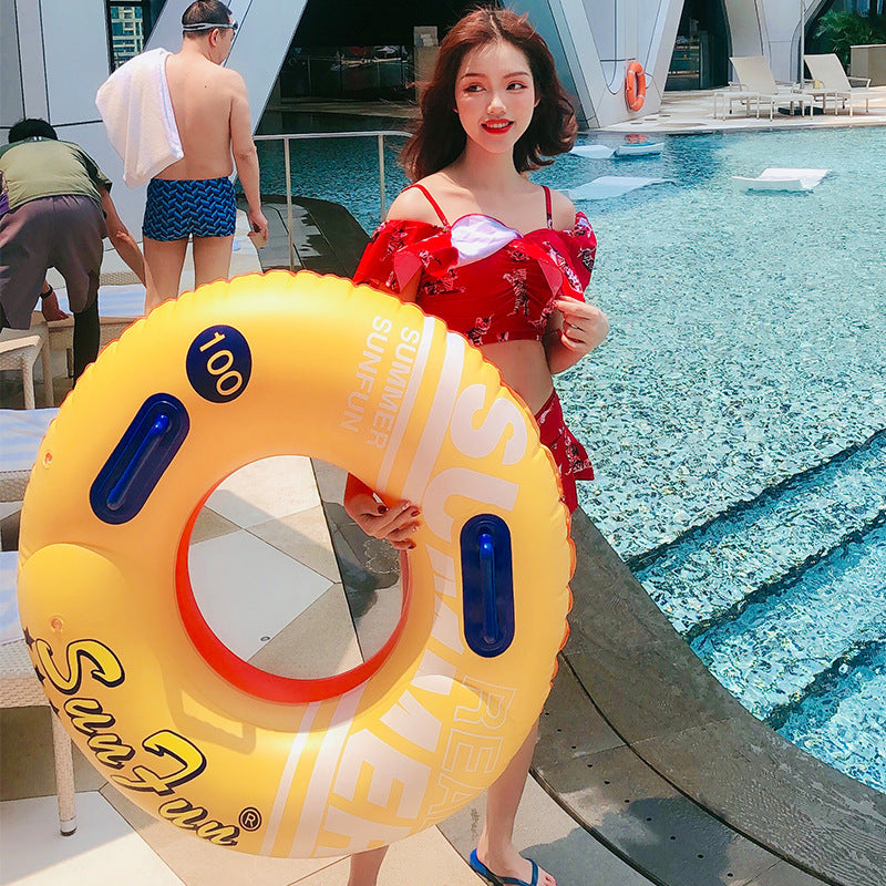 Unisex Inflatable Swim Ring with Practical Handles Bowlift