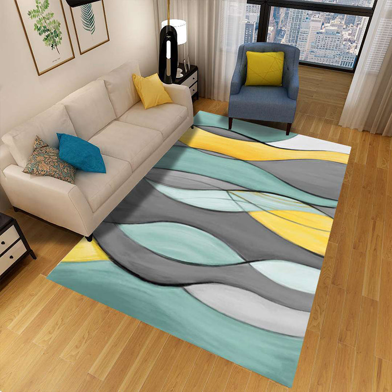 BowLift | Minimalist 3D Geometric Rug Multi-Color Polypropylene Area Rug Pet-Friendly Non-Slip Machine Washable Rug for Large Room
