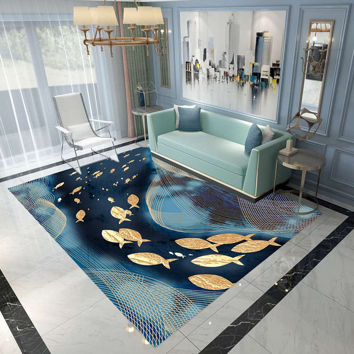 BowLift | Nordic Abstract Botanical Carpet Multicolor Synthetic Carpet Non-slip Machine washable Pet friendly Area rug for Living room