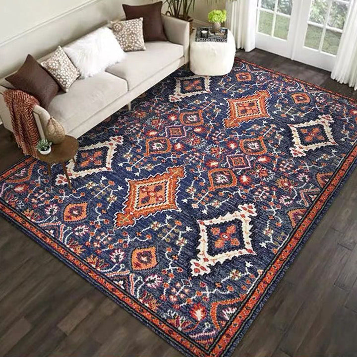 BowLift | Beautiful Floral Pattern Carpet Multicolor Moroccan Style Carpet Polyester Non-Slip Washable Stain Resistant Carpet for Room