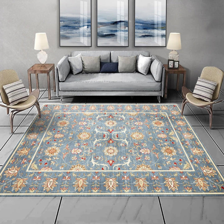 BowLift | Beautiful Floral Pattern Carpet Multicolor Moroccan Style Carpet Polyester Non-Slip Washable Stain Resistant Carpet for Room