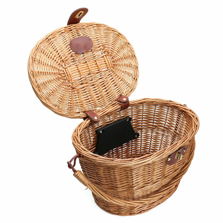 woven rattan bicycle front basket with quick-release mounting system Bowlift