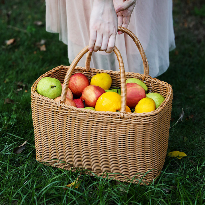 Unisex Handwoven Shopping Basket with Two Handles Bowlift