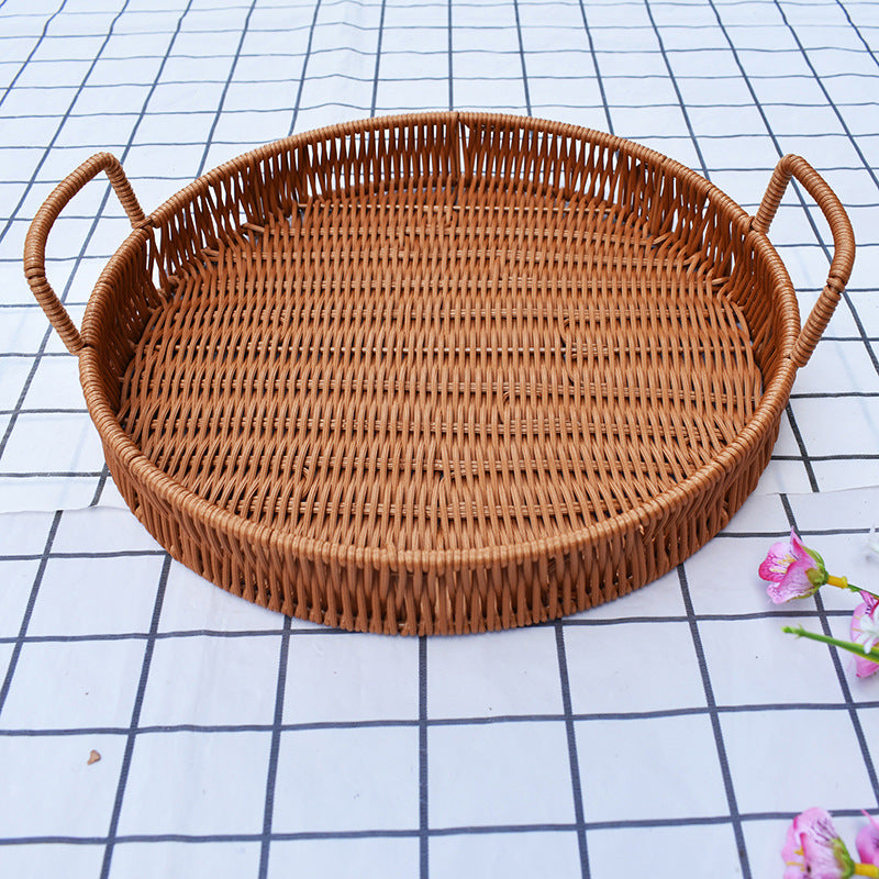 Round Wicker Serving Tray Bowlift