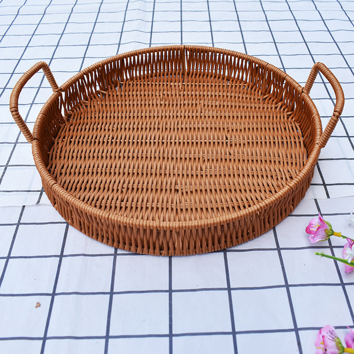 Round Wicker Serving Tray Bowlift