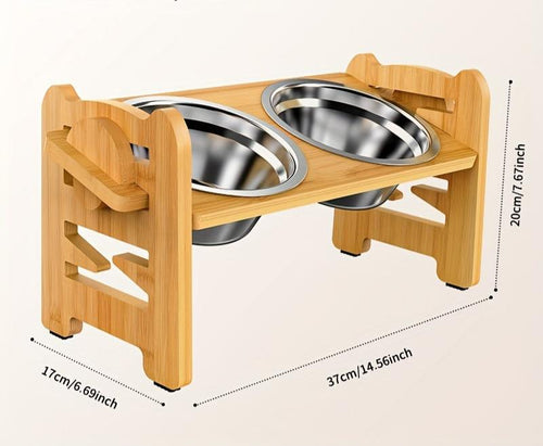 Elevated non-slip dog bowl stand with double bowls Bowlift