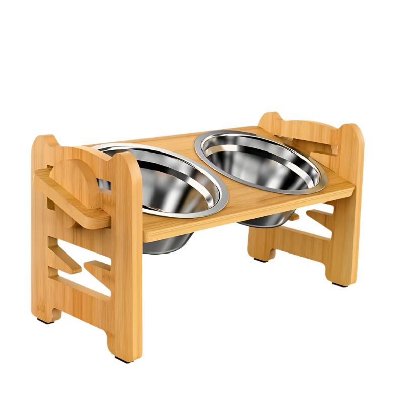 Elevated non-slip dog bowl stand with double bowls Bowlift