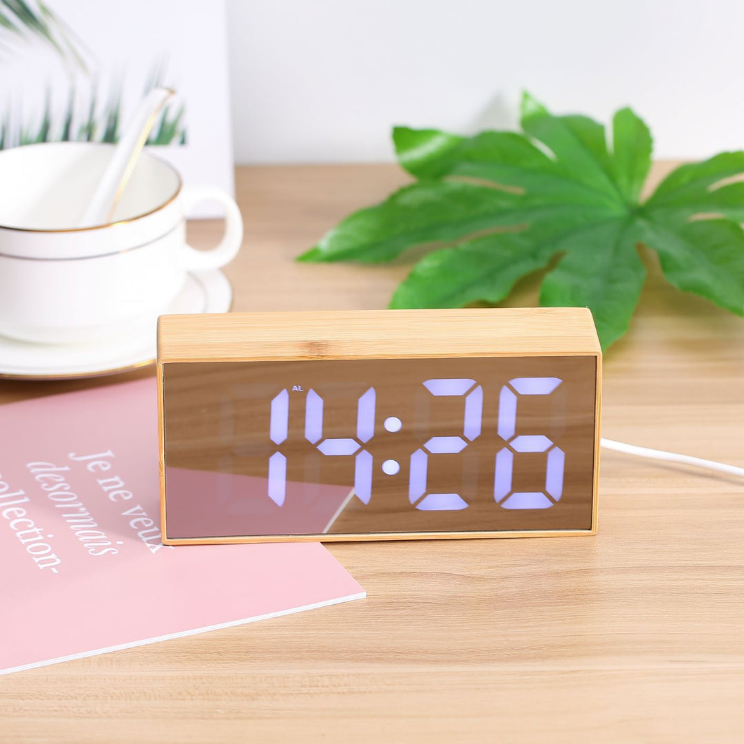 Digital Wooden Alarm Clock Bowlift