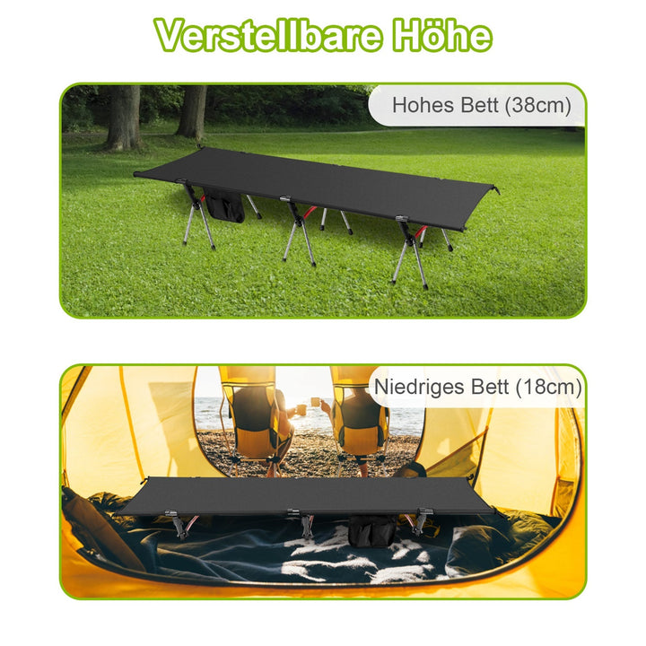 Folding Bed Black Camping Bed Height Adjustable | Bowlift