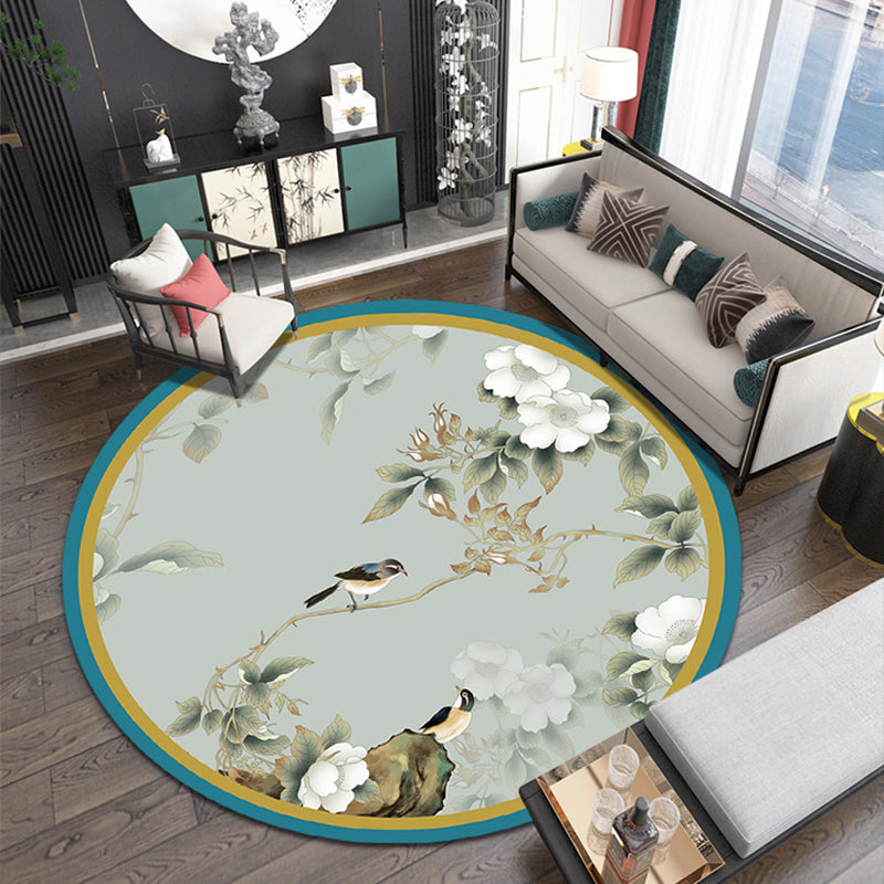 BowLift | Classic Oriental Rug Multi-colored Flower and Bird Design Rug with Non-Slip Back Stain Resistant Pet-Friendly Rug for Living Room