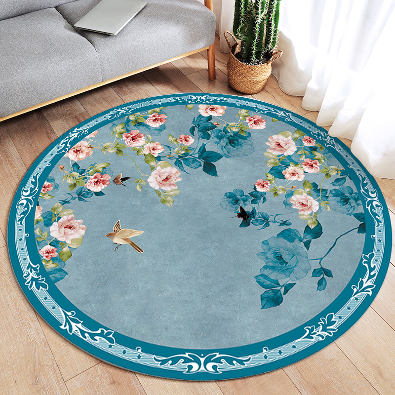 BowLift | Classic Oriental Rug Multi-colored Flower and Bird Design Rug with Non-Slip Back Stain Resistant Pet-Friendly Rug for Living Room