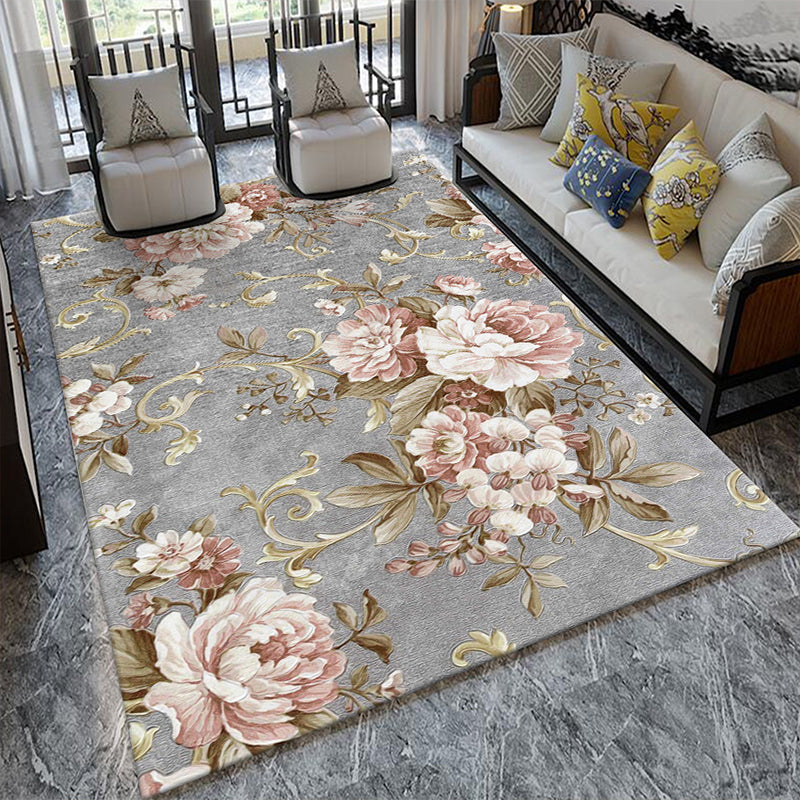 BowLift | Glamour Drawing Print Rug Multicolor Chinoiserie Rug Synthetic Pet Friendly Non-Slip Back Washable Rug for Home