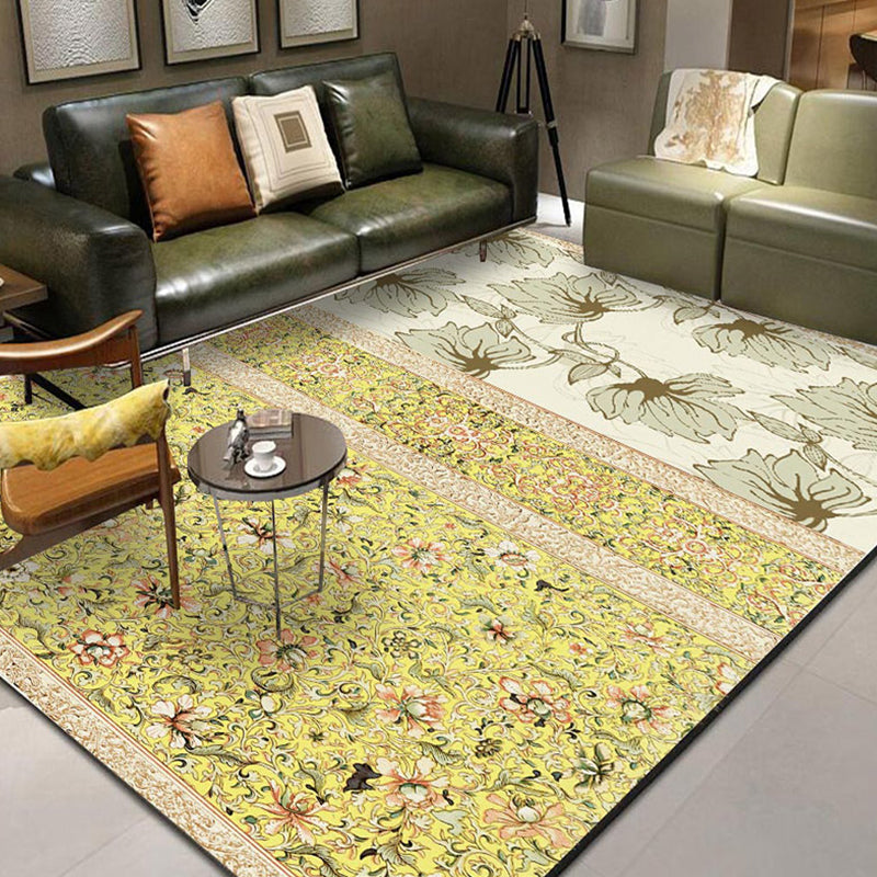 BowLift | Glamour Drawing Print Rug Multicolor Chinoiserie Rug Synthetic Pet Friendly Non-Slip Back Washable Rug for Home