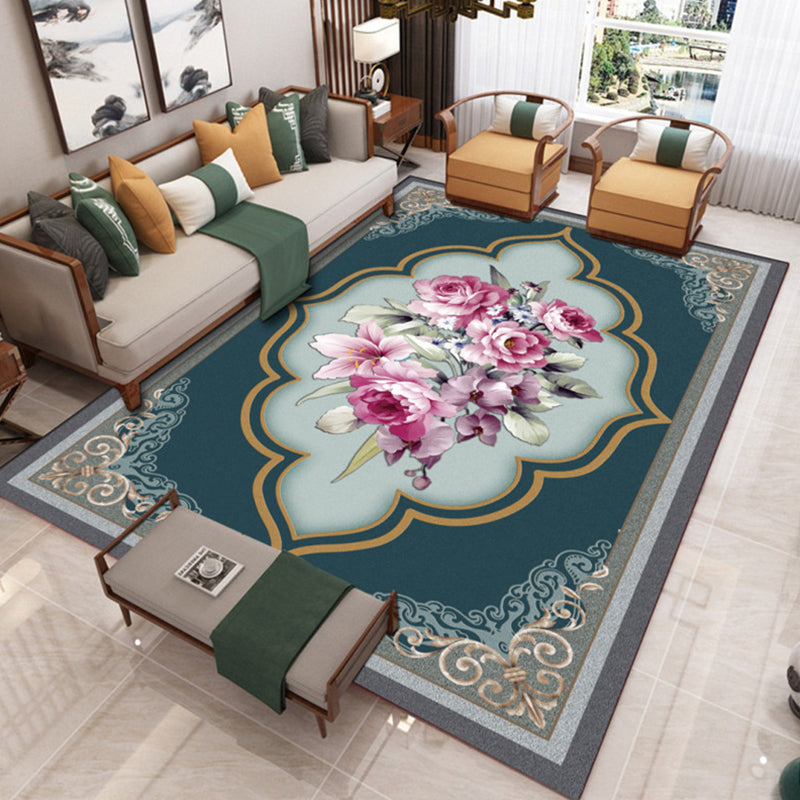 BowLift | Traditional Chinoiserie Rug Multicolor Landscape Print Rug Pet-Friendly Washable Non-Slip Rug for Home