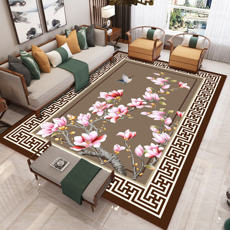 BowLift | Traditional Chinoiserie Rug Multicolor Landscape Print Rug Pet-Friendly Washable Non-Slip Rug for Home