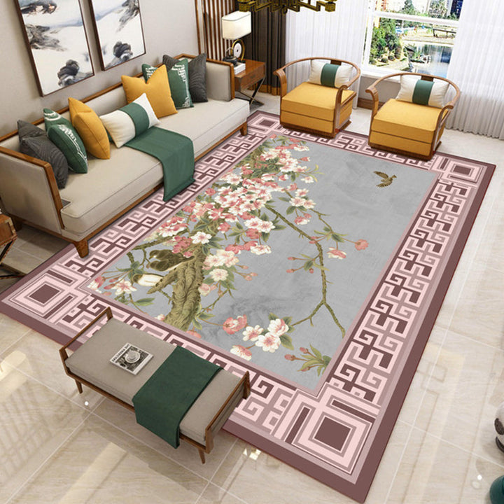 BowLift | Traditional Chinoiserie Rug Multicolor Landscape Print Rug Pet-Friendly Washable Non-Slip Rug for Home