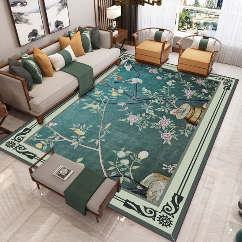 BowLift | Traditional Chinoiserie Rug Multicolor Landscape Print Rug Pet-Friendly Washable Non-Slip Rug for Home