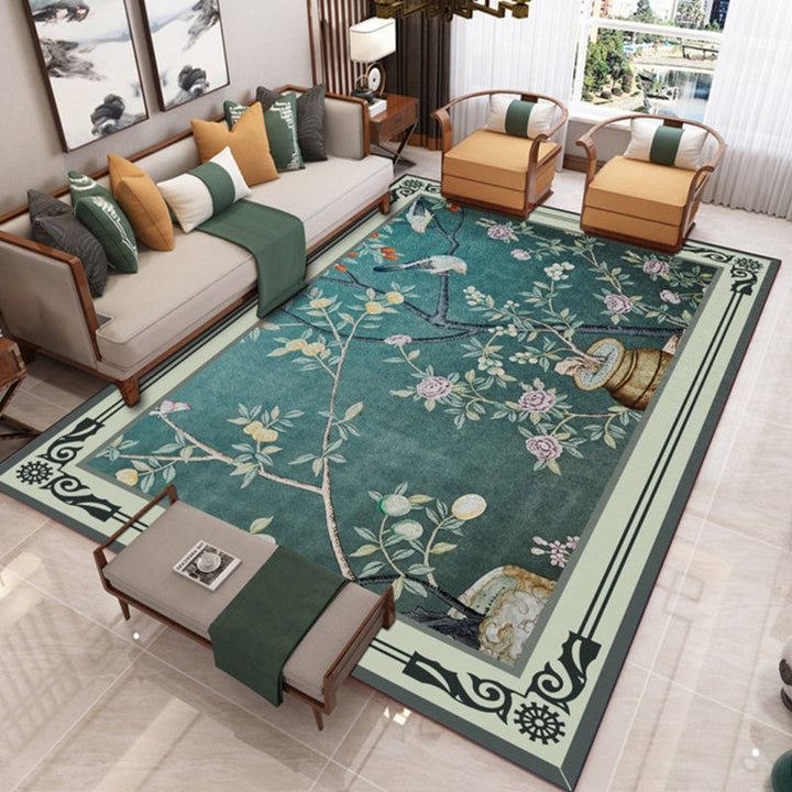 BowLift | Traditional Chinoiserie Rug Multicolor Landscape Print Rug Pet-Friendly Washable Non-Slip Rug for Home
