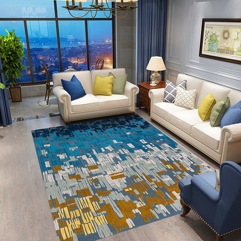 BowLift | Retro Abstract Painting Print Rug Multicolored Industrial Rug Polyester Stain Resistant Non-Slip Back Machine Washable Rug for Room
