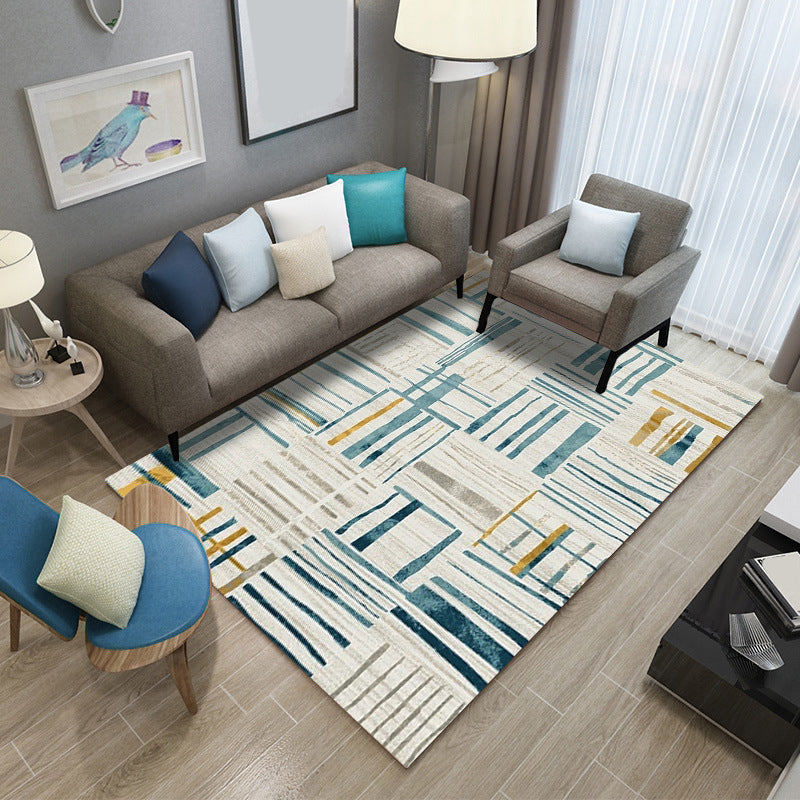 BowLift | Classic Industrial Design Rug Multicolored Postmodernism Rug Stain Resistant Pet Friendly Non-Slip Rug for Room