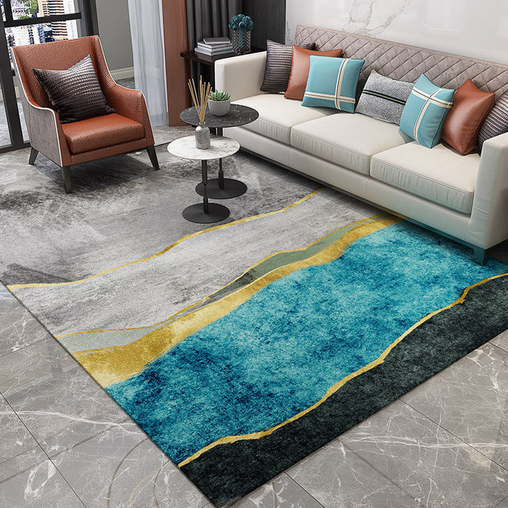 BowLift | Trendy Abstract Print Carpet Multi-colored Industrial Carpet Polypropylene Machine washable Stain resistant Non-slip backing Carpet for the living room