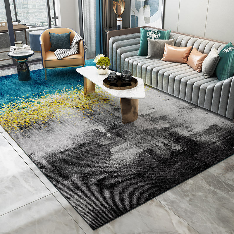 BowLift | Trendy Abstract Print Carpet Multi-colored Industrial Carpet Polypropylene Machine washable Stain resistant Non-slip backing Carpet for the living room